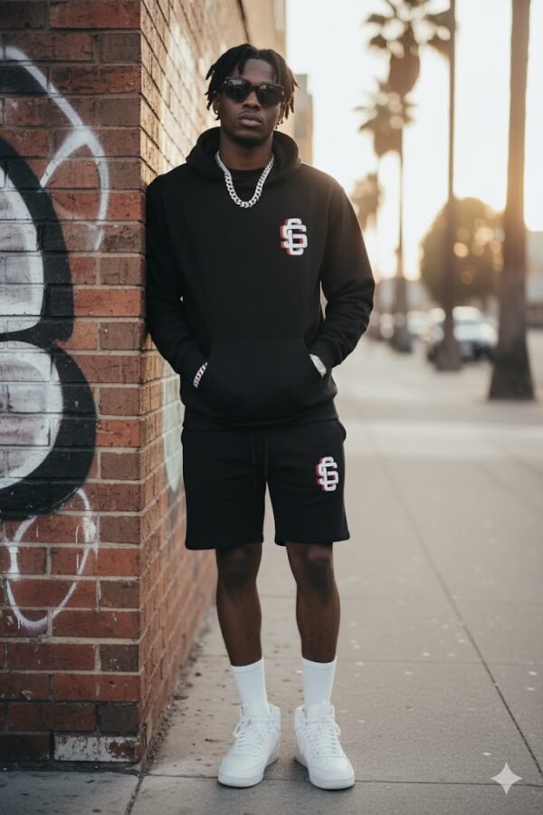 League Red/White Logo On Black Heavyweight Hoodie - Image 3