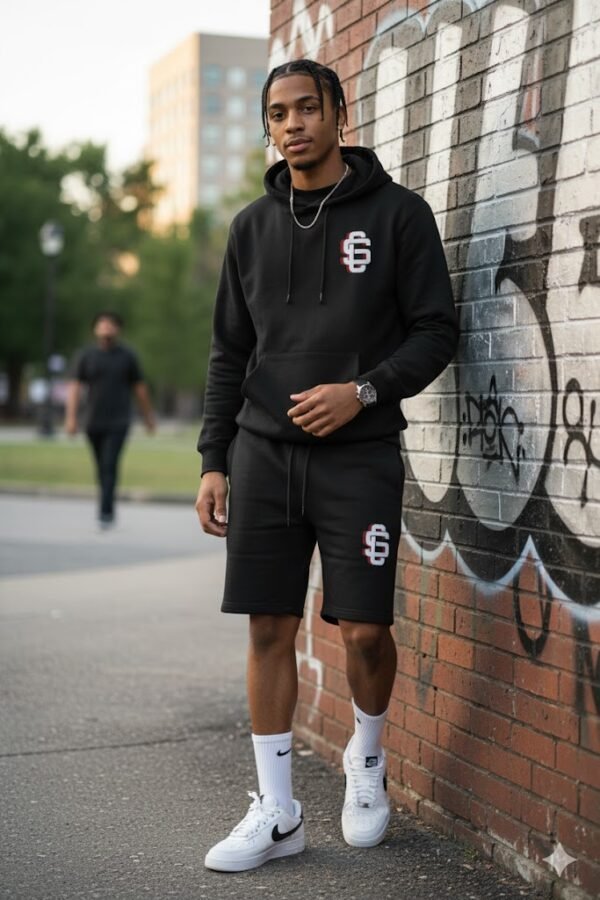 League Red/White Logo On Black Heavyweight Hoodie - Image 4