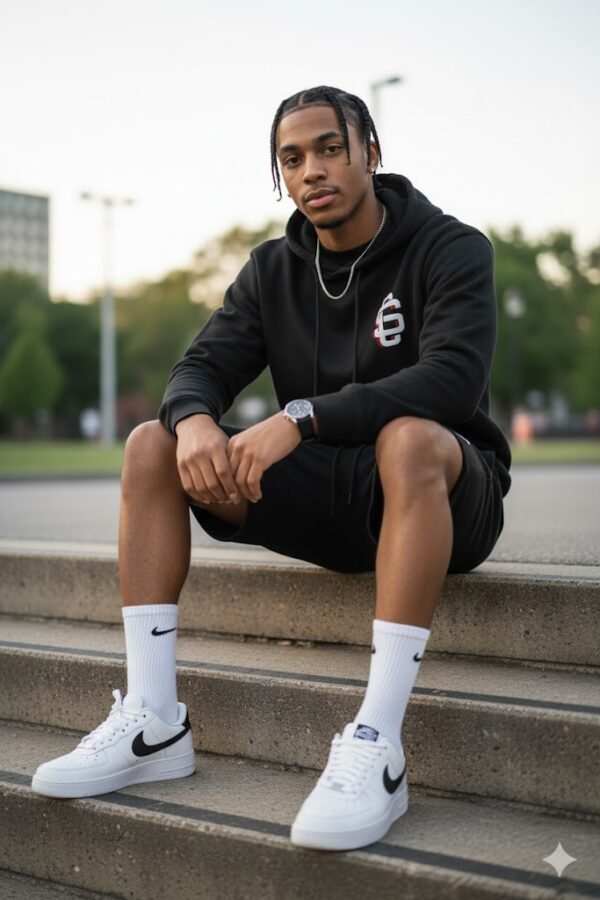 League Red/White Logo On Black Heavyweight Hoodie - Image 5