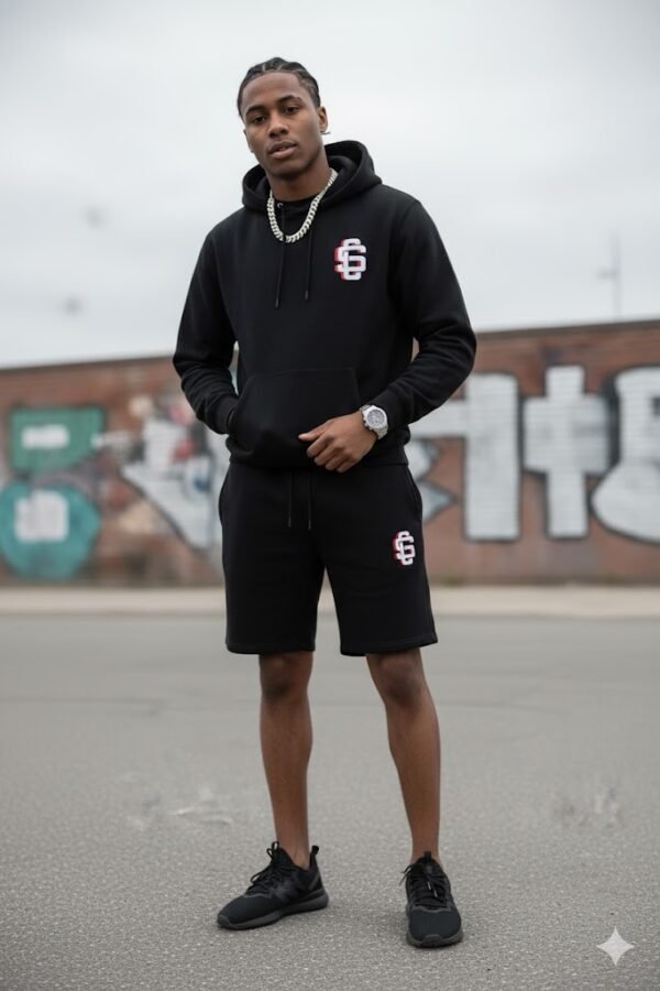 League Red/White Logo On Black Heavyweight Hoodie - Image 6
