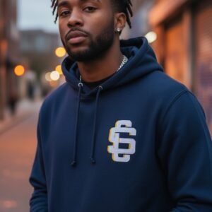 League Gold/White Logo On Navy Heavyweight Hoodie