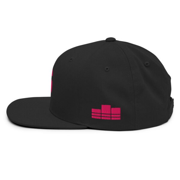 League Logo Raspberry On Black Premium Snapback Hat - Image 3