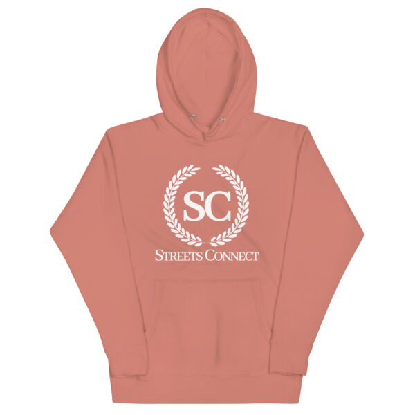 Laurels Logo White On Faded Rose Premium Heavyweight Hoodie - Image 2