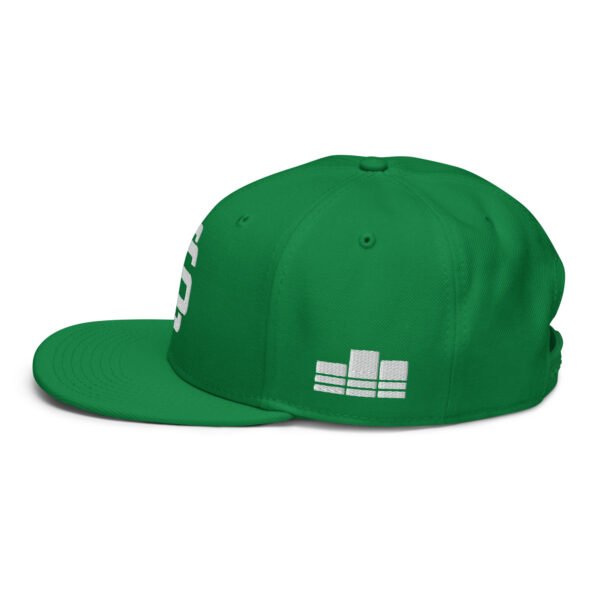 League Logo White On Kelly Green Premium SnapBack - Image 3