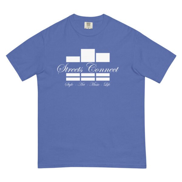 Classic Logo White On Mystic Blue Garment-dyed Heavyweight Tee - Image 2