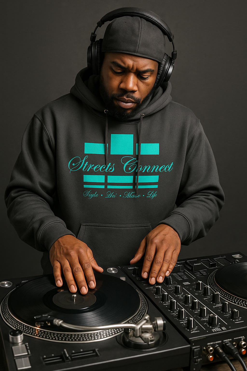 Electric Mint on Vintage Black Premium Hoodie - Image 3