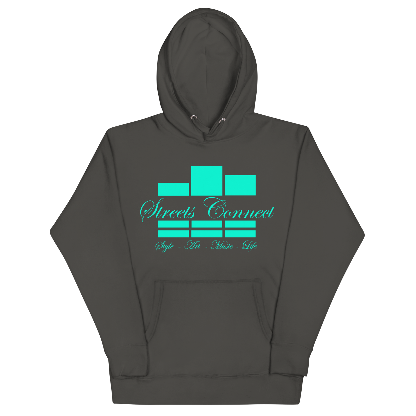 Electric Mint on Vintage Black Premium Hoodie - Image 2